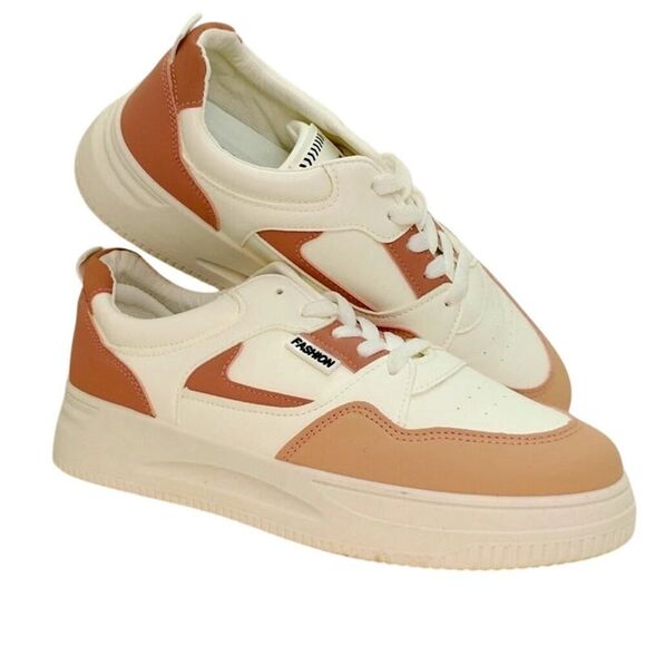 Women's Designer Sneakers - Salmon & White - Size 11 - Picture 1 of 6